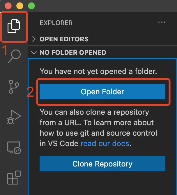 Open folder in VS Code