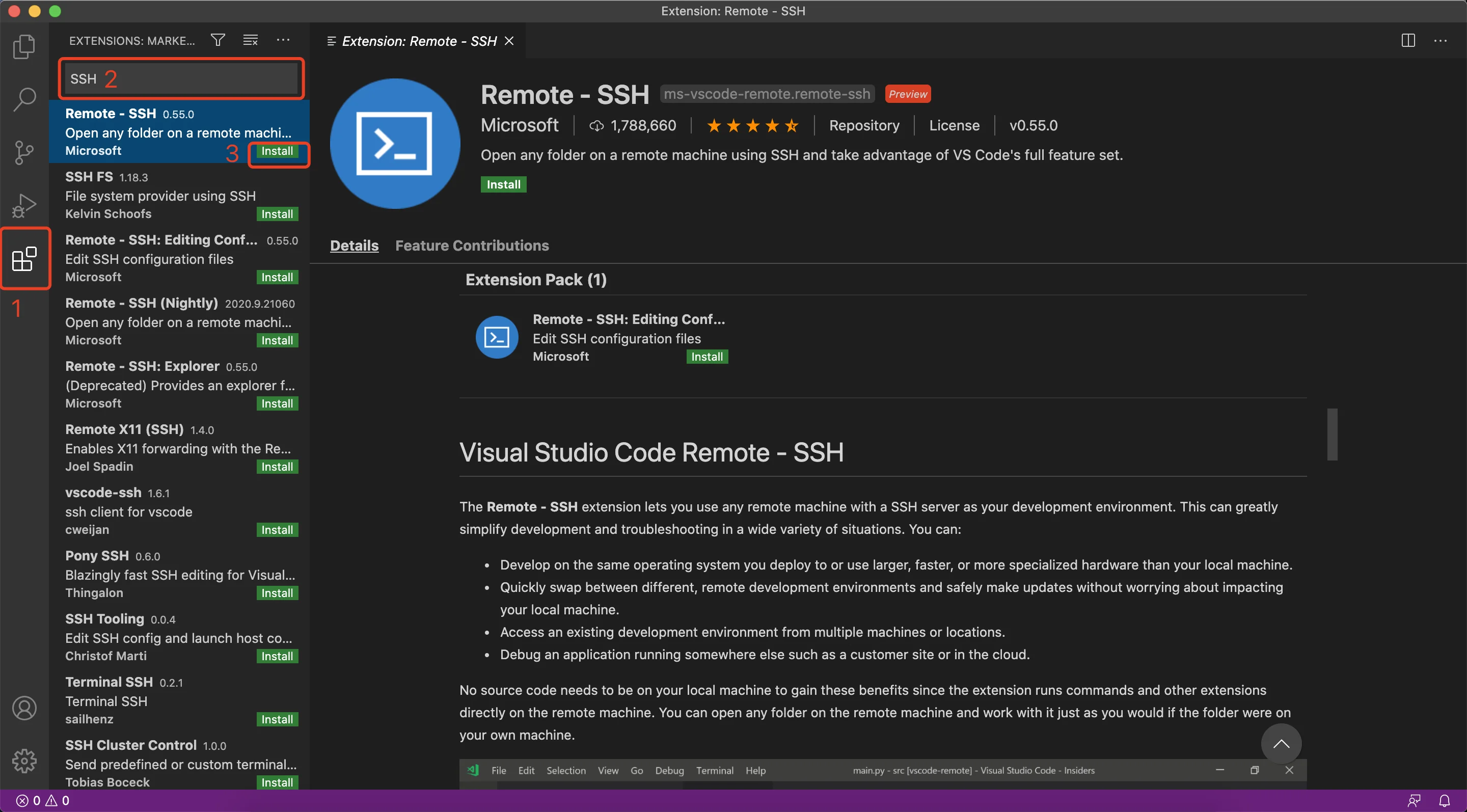 Install extension "Remote-SSH"