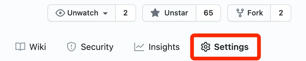 Where to find "Settings" of a GitHub repository